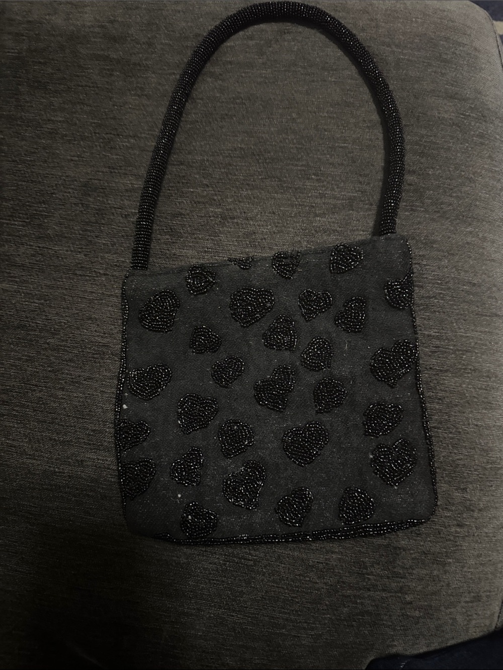 a new day Black Beaded Heart Shoulder Bag